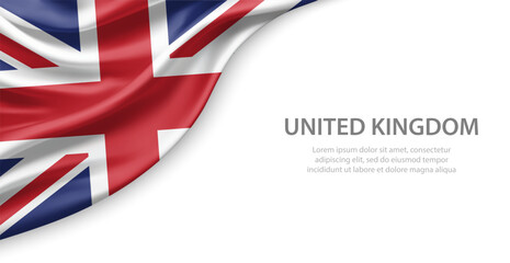 United Kingdom Waving National Flag Template Background With Copy Space