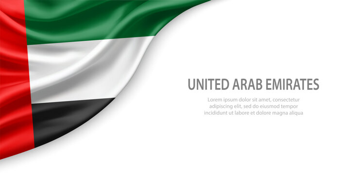 United Arab Emirates Waving National Flag Template Background With Copy Space