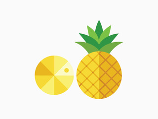 Pineapple and pineapple slice vector icons