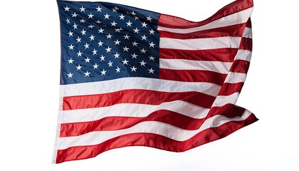 Fototapeta premium A vibrant billowing american flag is displayed against a clean stark white background