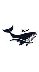 Fototapeta premium Black silhouette of a whale swimming.