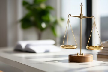 Blunt Legal Concept of Balance Symbolized by Scales in Office Setting