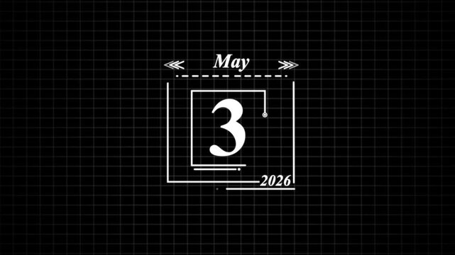May 3rd 2026 Digital Calendar Display date. Highlighting date Very important date on the calendar.
