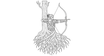Obraz premium Intricate Intertwined Tree Roots Pattern Coloring Page for Nature Lore. transparent