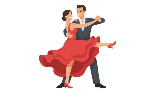 Dancing Couple Performing Latin Ballroom Dance Illustration