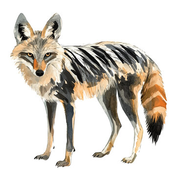 watercolor painting of Aardwolf, isolated on a white background.