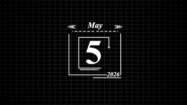 May 5th 2026 Digital Calendar Display date. Highlighting date Very important date on the calendar.	
