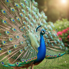 Obraz premium peacock with feathers out