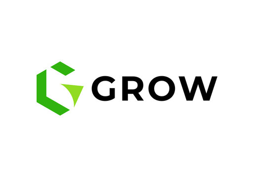abstract letter G with arrow growth logo design