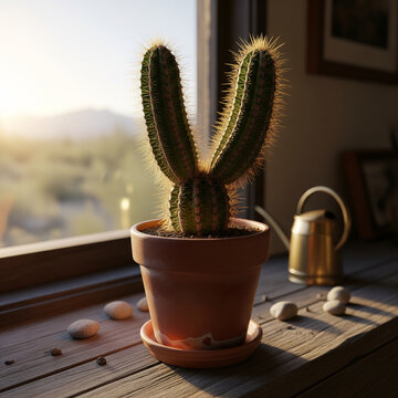 cactus on the windowsill