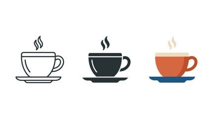 Fototapeta premium Coffee Cups with Steam on Saucers Isolated on White Background