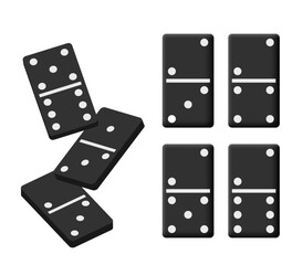 Domino tiles. Vector 3d dominoes set