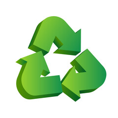Recycling sign. Vector 3d icon isolated on white background.