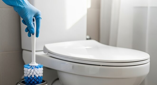 Sanitaryware Cleaning in Bathrooms Ensuring Hygiene with Gloves and Proper Cleaning Techniques