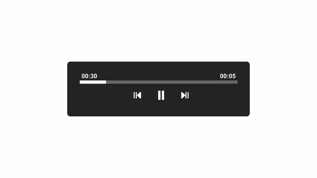 Audio music player bar template animation on a transparent background 