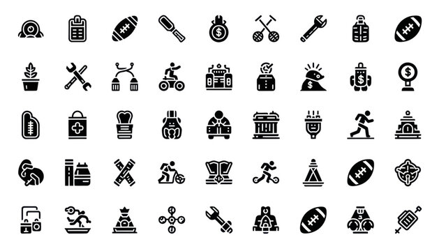 Collection of Business, Finance, Sport, and Technology Icons