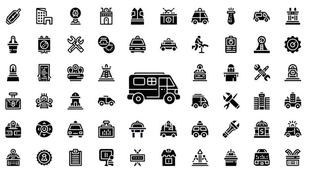 Collection of City Service and Transportation Icons