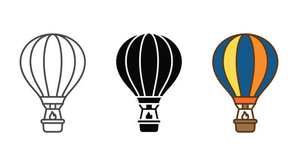 Fototapeta premium Hot Air Balloons in Various Colors and Styles Isolated on White Background