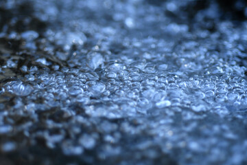 beautiful water blue  bubbles  in natural spring water background  macro shot
