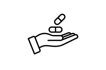 Hand holding medicine pills icon