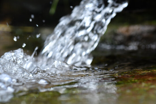 beautiful water bubbles  in natural spring water with nice sparkling bokeh. macro.