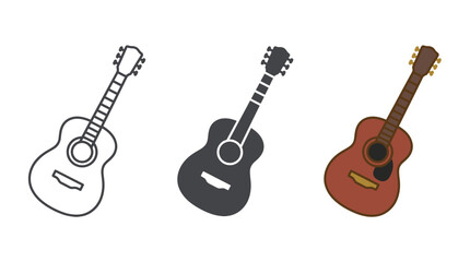 Naklejka premium Guitar Set Vector Illustration on White Background