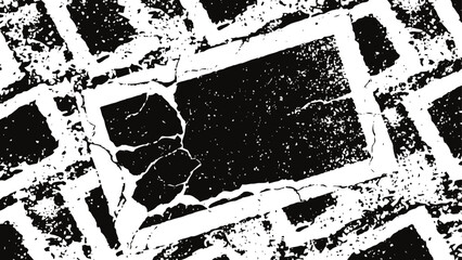 Obraz premium Grunge distressed pattern with cracked texture and rough black and white design