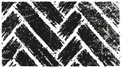 Obraz premium Grunge black and white diagonal stripes pattern with rough brush strokes background texture