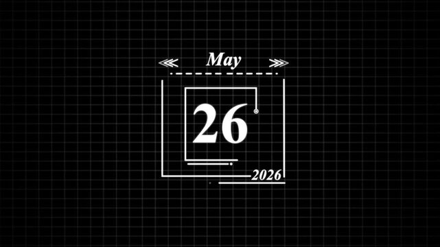 May 26th 2026 date display on grid background calendar. Highlighting date Very important date on the calendar.	
