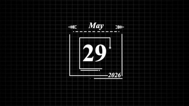 May 29th 2026 date display on grid background calendar. Highlighting date Very important date on the calendar.	
