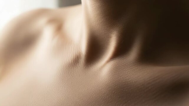 Close-up of skin on neck with soft lighting and texture  