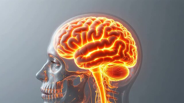 Human brain and skull anatomy