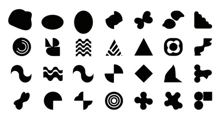 Fototapeta premium Abstract geometric shapes and icons set in black colors
