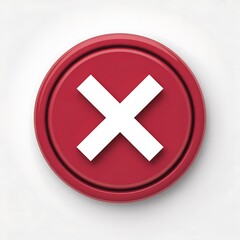 Fototapeta premium Red circular button with a white x symbol indicating cancellation or denial