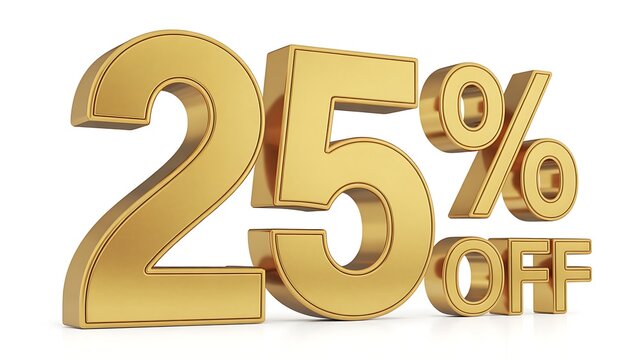 Golden promotional banner displaying a twenty-five percent discount offer