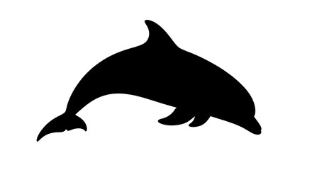 Obraz premium Black silhouette of a dolphin swimming.