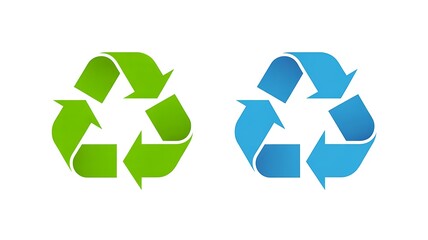 Obraz premium Recycling symbols depicted in contrasting green and blue colors