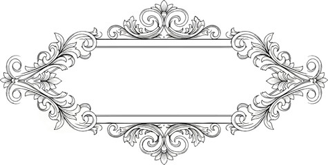 Obraz premium Ornate filigree border with intricate scrolling leaves and floral motifs, creating an elegant frame