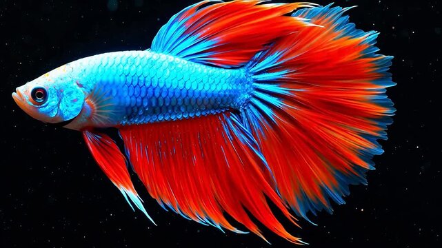 Colorful betta fish with vibrant fins