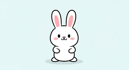 Obraz premium Cute cartoon bunny on blue background.