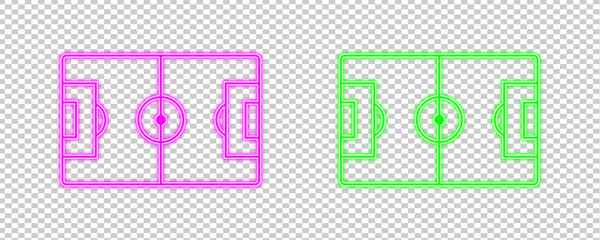 Vibrant Neon Pink and Green Football Soccer Field Outlines. Dynamic Glowing Sports Icons for Modern Digital Designs. © Mumtaj360
