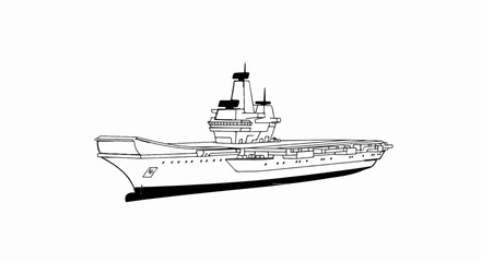 Fototapeta premium An outline illustration of a large modern aircraft carrier at sea
