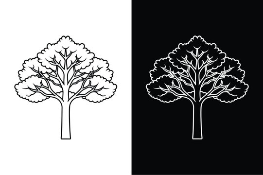 Balsa tree vector icon graphic isolated sketch illustration on white background.