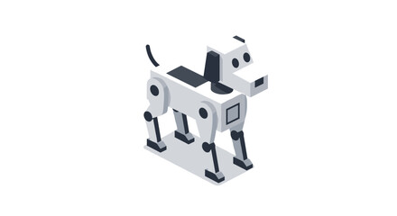 robotic dog isometric illustration in modern geometric style for technology and futuristic design