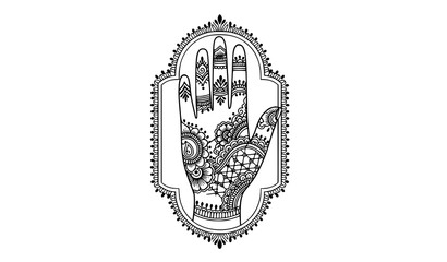 Indian wedding mehendi hand vector Arabic henna decorative frame illustration