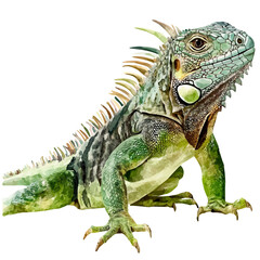 Obraz premium Banded Iguana, watercolor illustration featuring playful movement and lively expressions, isolated on a white background.