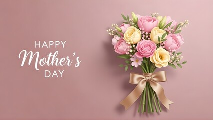 Happy mother's day bouquet of pink and yellow roses