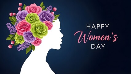 Happy women's day celebration with floral silhouette
