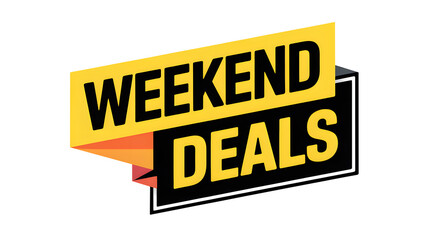 Fototapeta premium Vibrant weekend deals banner with bold black and yellow text