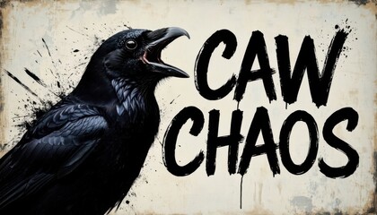 Fototapeta premium Raven shouting text art